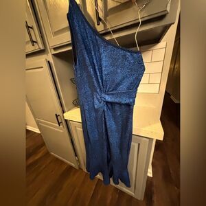 SHEIN Black and Blue One-shoulder Textured Cocktail Dress